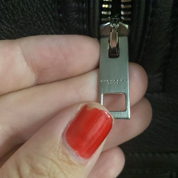 Vintage EUC Burberry London Lambskin Black Leather Biker Jacket Mink Top Collar - Picture 8 of 17